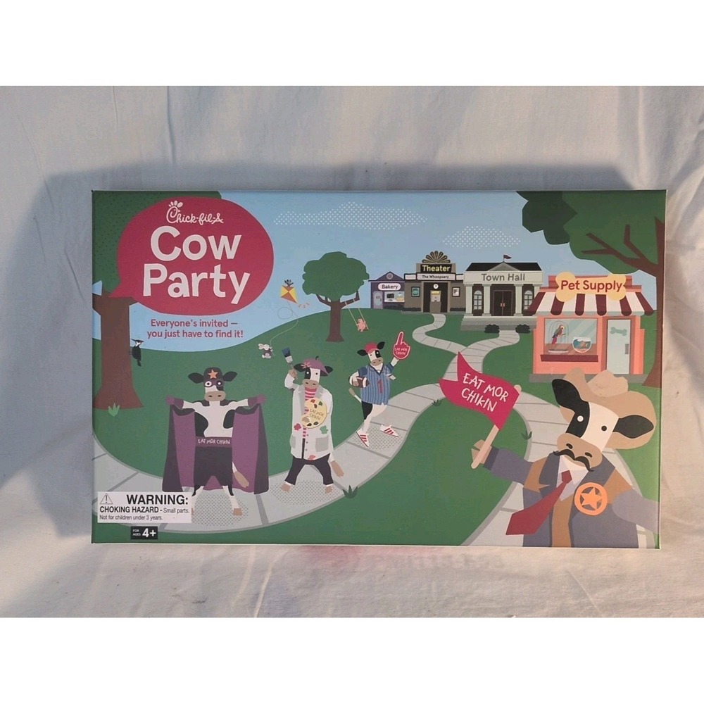 Chick-fil-A Cow Party Game Complete Kids Board Game Eat Mor Chikin 4+ Family Fun